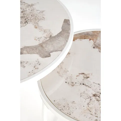 zestaw stolików do kawy beżowy marmur Torina