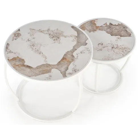 zestaw stolików do kawy beżowy marmur Torina