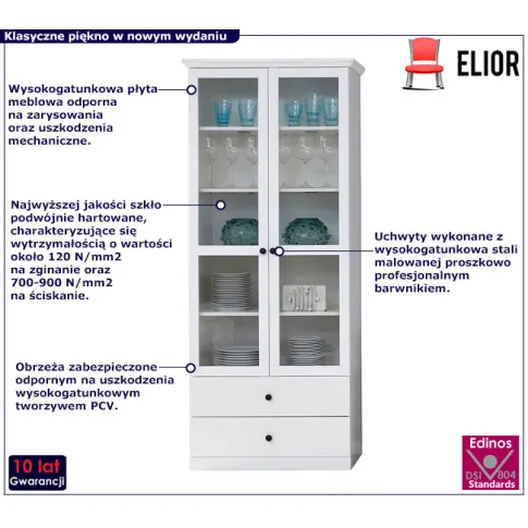 Biały wysoki regał z witryną Esperox 8X