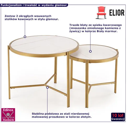 wsuwane ławy kawowe biały marmur Iman