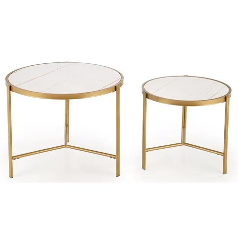 komplet stolików wsuwanych biały marmur Iman