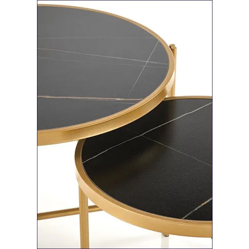 komplet stolików do kawy czarny marmur Iman