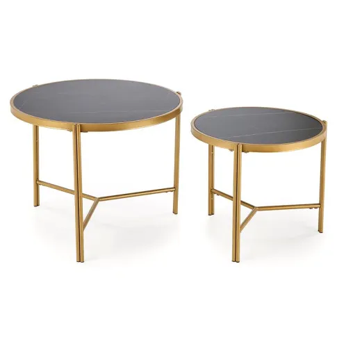 stoliki do kawy wsuwane czarny marmur Iman