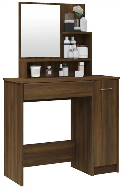 Toaletka kosmetyczna nowoczesna Haleb 3X brązowy dąb