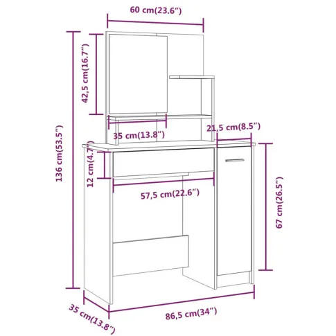 Wymiary toaletki Razia 3X