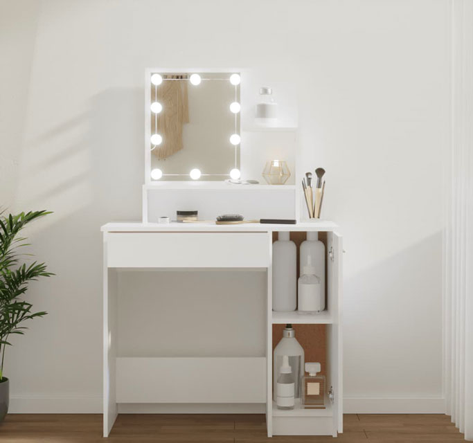 Wizualizacja toaletki z lampkami Haleb 4X biały