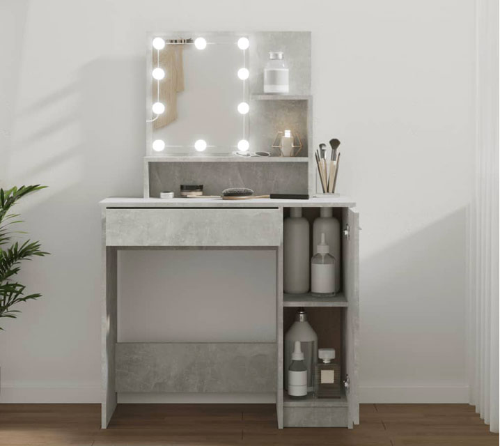 Wizualizacja toaletki z lampkami Haleb 4X betonowa szarość