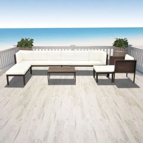 Szczegółowe zdjęcie nr 9 produktu Nowoczesny zestaw mebli ogrodowych Frederiko - brązowy