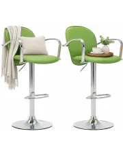 2 zielone hokery tapicerowane z podłokietnikami - Mandy 3X w sklepie Edinos.pl