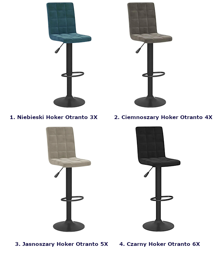 Kolory krzeseł barowych Otranto