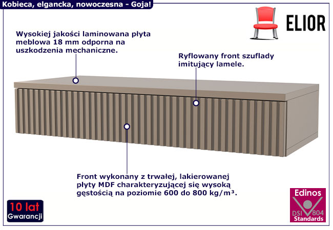 Beżowa wisząca toaletka ryflowana Soberi