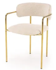 Beżowe tapicerowane krzesło w stylu glamour - Julien w sklepie Edinos.pl