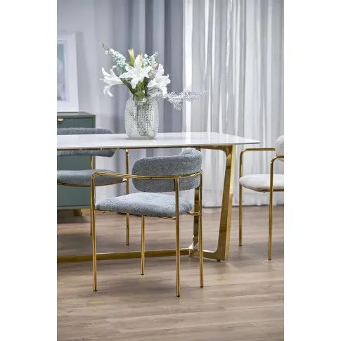 aranżacja z krzesłem złoty + popielaty Julien