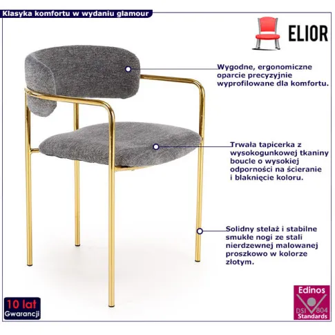 tapicerowane popielate krzesło Julien