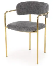 Popielate tapicerowane krzesło metalowe - Julien w sklepie Edinos.pl