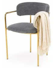 Popielate tapicerowane nowoczesne krzesło w stylu glamour - Ixis w sklepie Edinos.pl