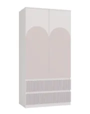Dwudrzwiowa szafa z szufladami biały + różowy - Arsa 9X w sklepie Edinos.pl
