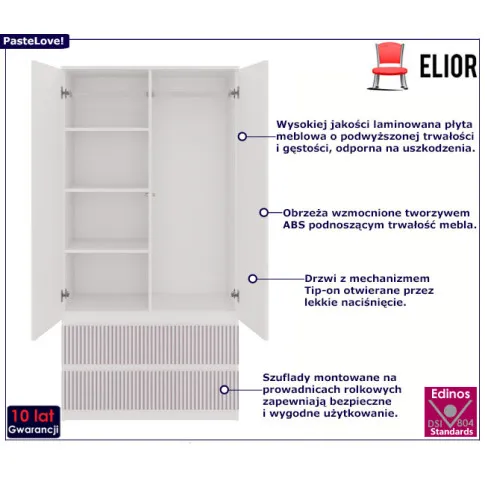 Dziecięca wysoka szafa z półkami i drążkiem Arsa 9X