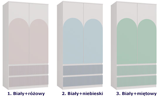 Biała szafa dziecięca z miętowymi frontami Bano 9X
