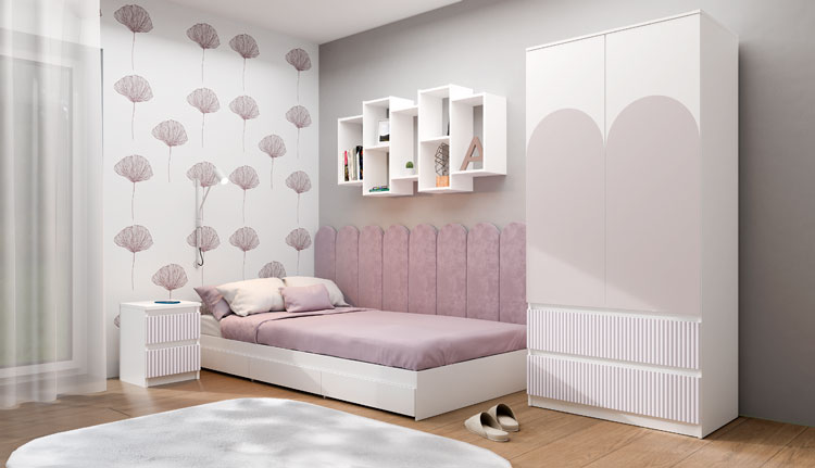 Biało-różowa szafa do pokoju dziewczynki Bano 9X
