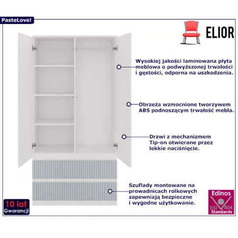Dwudrzwiowa szafa na ubrania do pokoju dziecka Arsa 9X