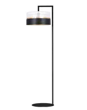 Lampa podłogowa z czarno-białym abażurem - A487-Voka