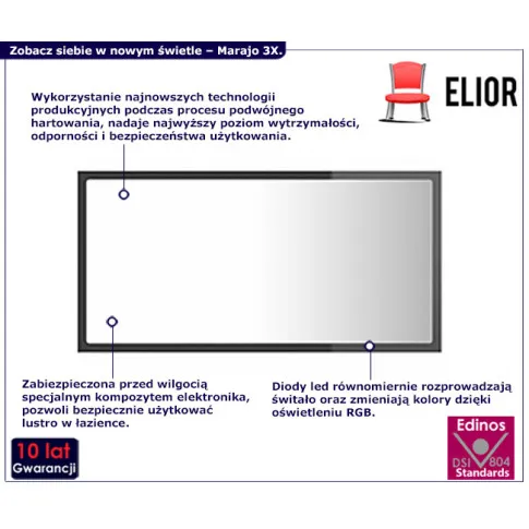 Nowoczesne lustro led w szarej ramie Marajo 3X