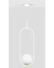 Biała metalowa lampa wisząca ze szklanym kloszem - A488-Erdi