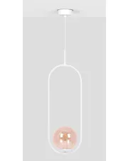 Biało-bursztynowa nowoczesna lampa wisząca nad stół - A488-Erdi