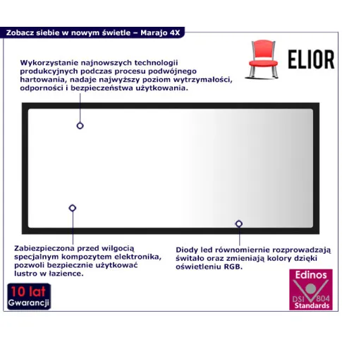 Czarne nowoczesne lustro led Marajo 4X