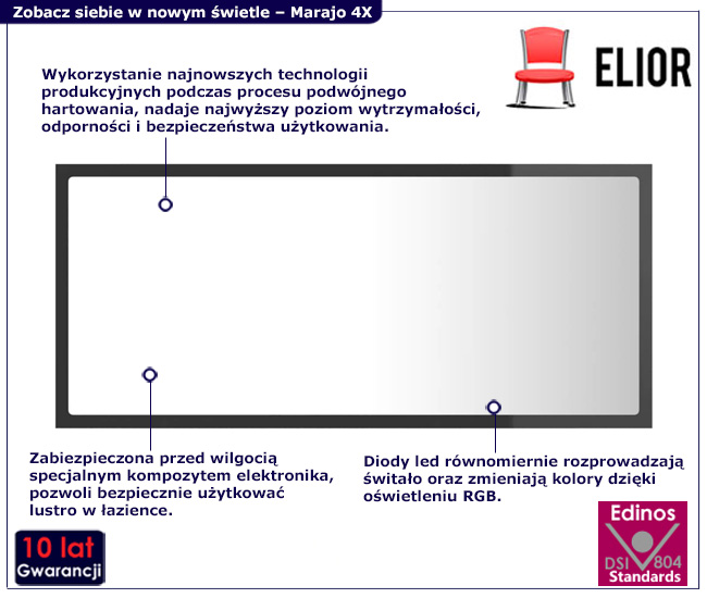 Szare lustro w połysku led Viana 4X