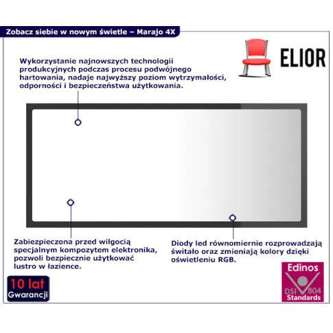 wiszace lustro led szare w polyski marajo 4X