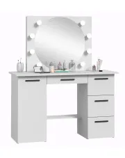 Biała toaletka z lustrem i oświetleniem LED - Ogitro 3X
