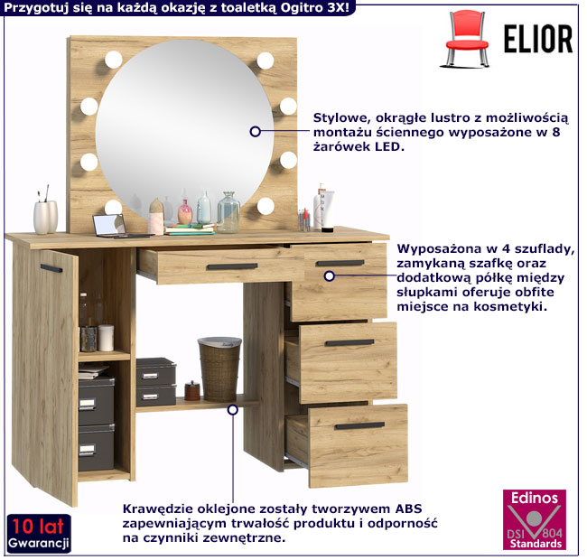 Toaletka Katia 3X dąb craft