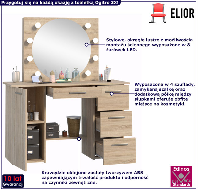 Toaletka Katia 3X dąb sonoma