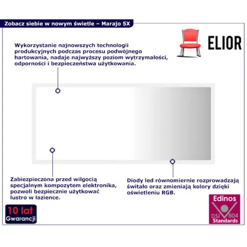 infografika wiszącego lustra 100cm Marajo 5X