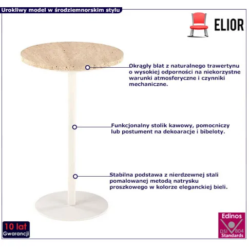 stolik z blatem z trawertynu Prati 3X