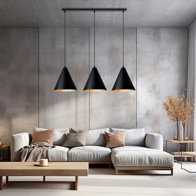 Czarno-złota nowoczesna lampa wisząda D122-Menako