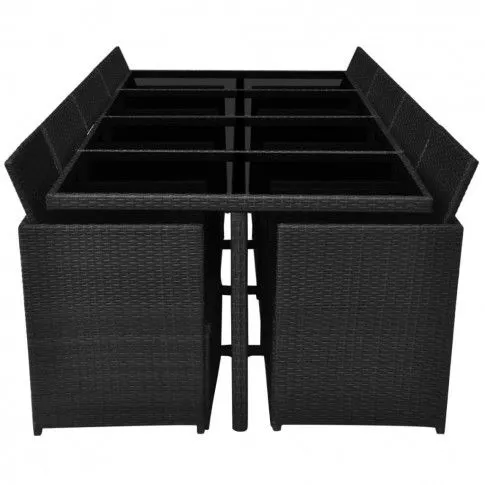 Fotografia vidaXL 13-cz. zestaw mebli ogrodowych z poduszkami, rattan PE, czarny z kategorii Stoły, krzesła, ławki