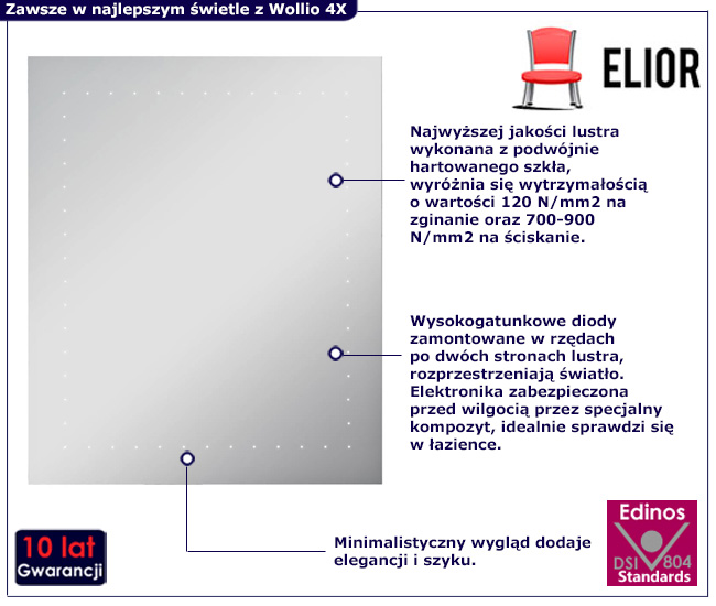 lustro led na ścienę Inka 4X