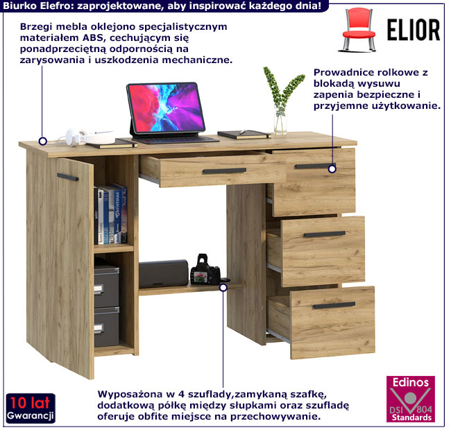 Biurko Elefro dąb craft