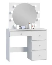 Biała toaletka z lustrem i oświetleniem LED - Luweros 3X