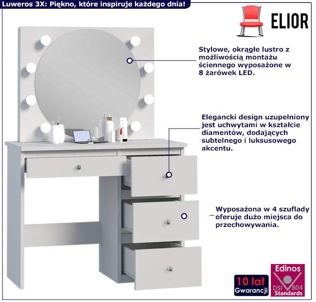 Biała toaletka Kaviro 3X