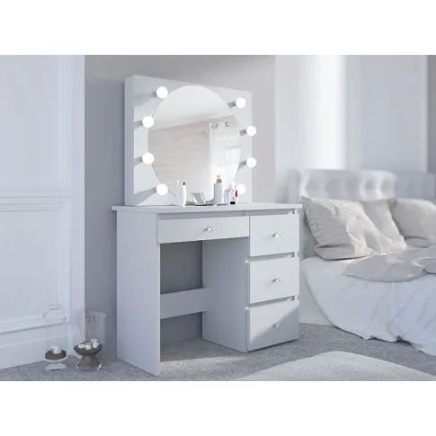 Wizualizacja białej toaletki z LED Luweros 3X