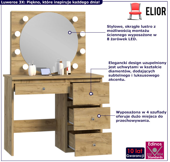 Toaletka Kaviro 3X dąb craft