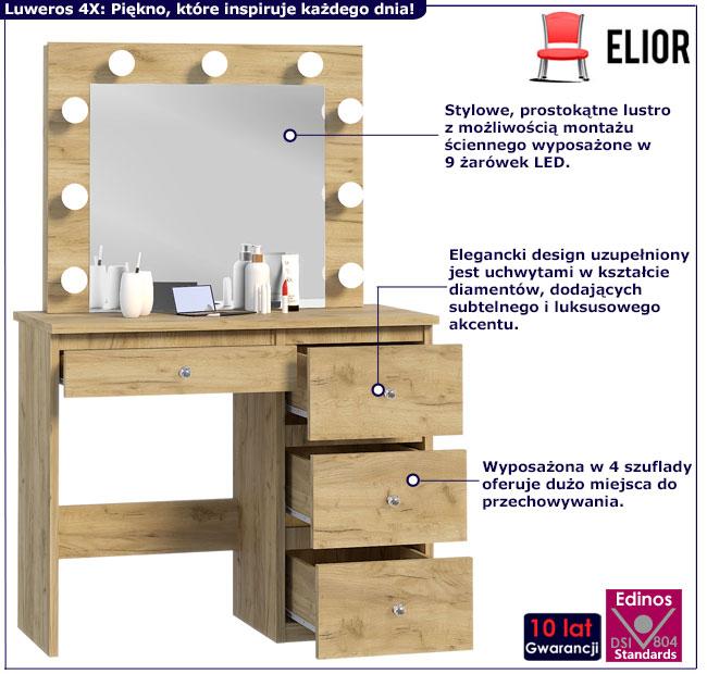 Toaletka Kaviro 4X dąb craft