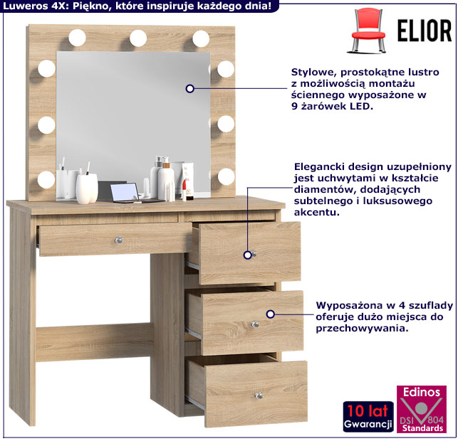 Toaletka Kaviro 4X dąb sonoma