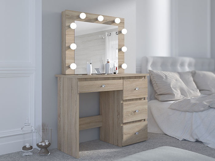 Wizualizacja toaletki Kaviro 4X dąb sonoma