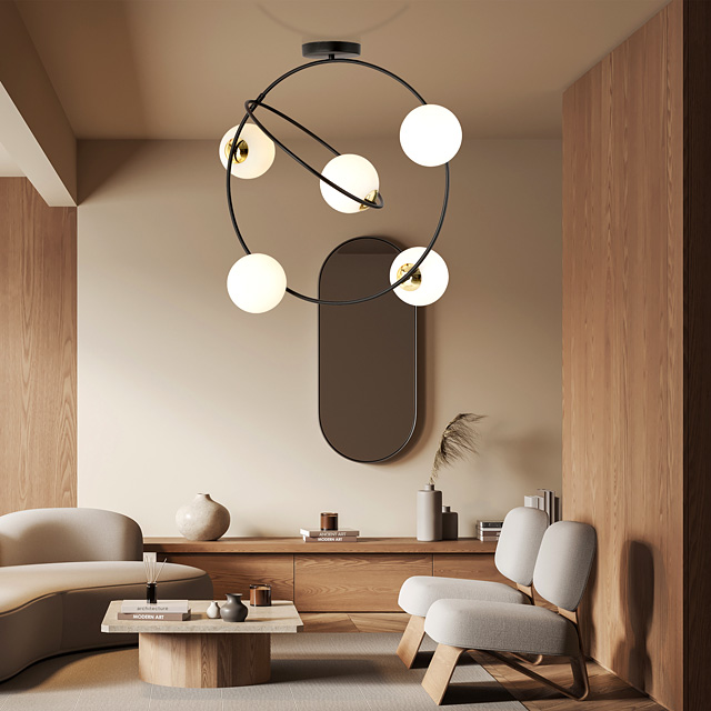 Nowoczesna loftowa lampa z mlecznymi kloszami  D124-Merable
