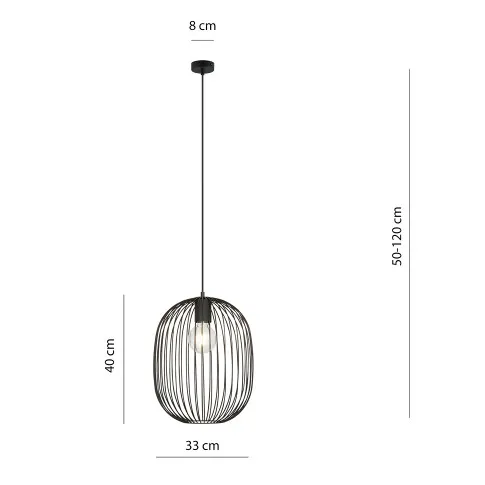 Wymiary czarne lampy D125-Inez